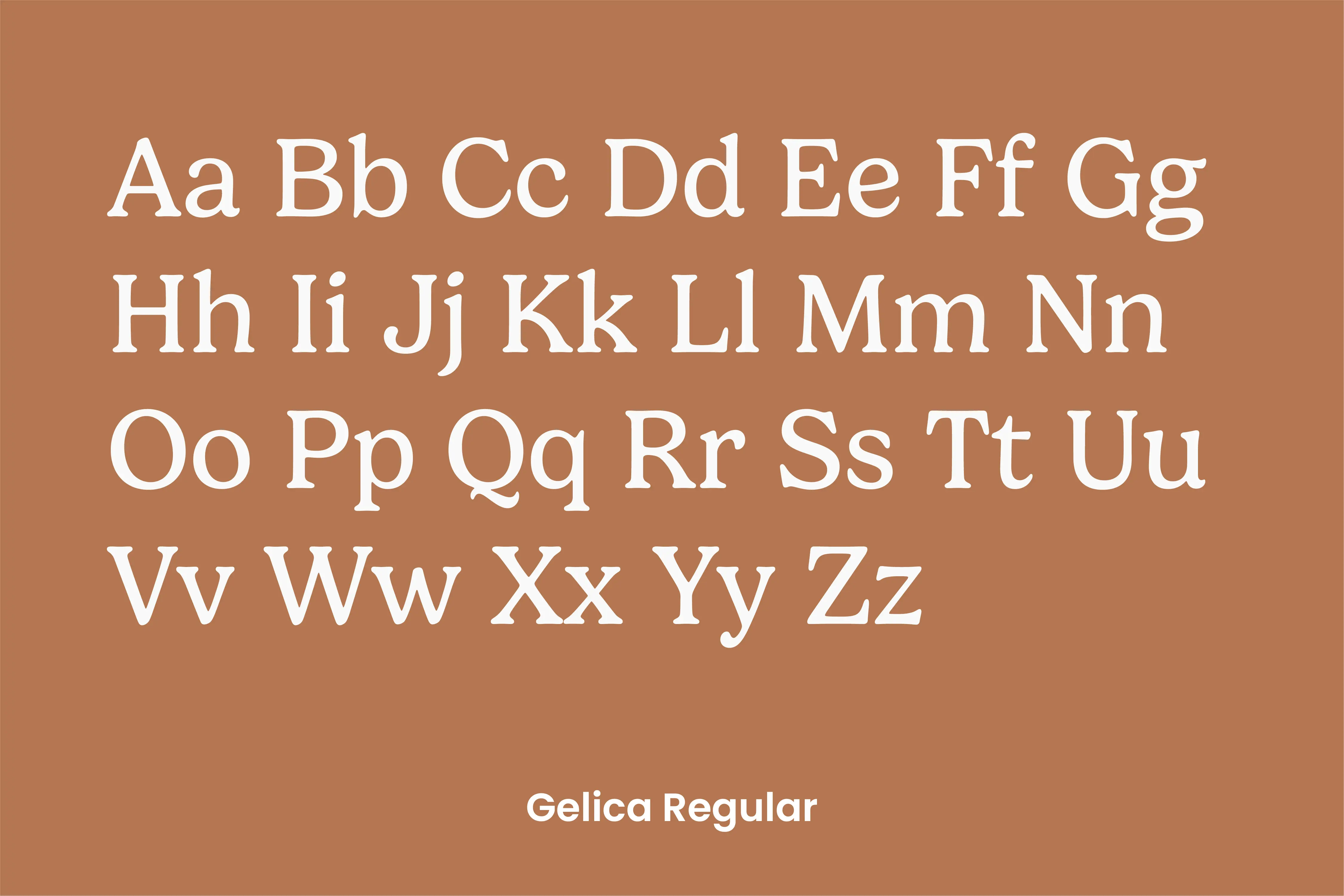 Typografie-Präsentation der Serifenschrift Gelica Regular