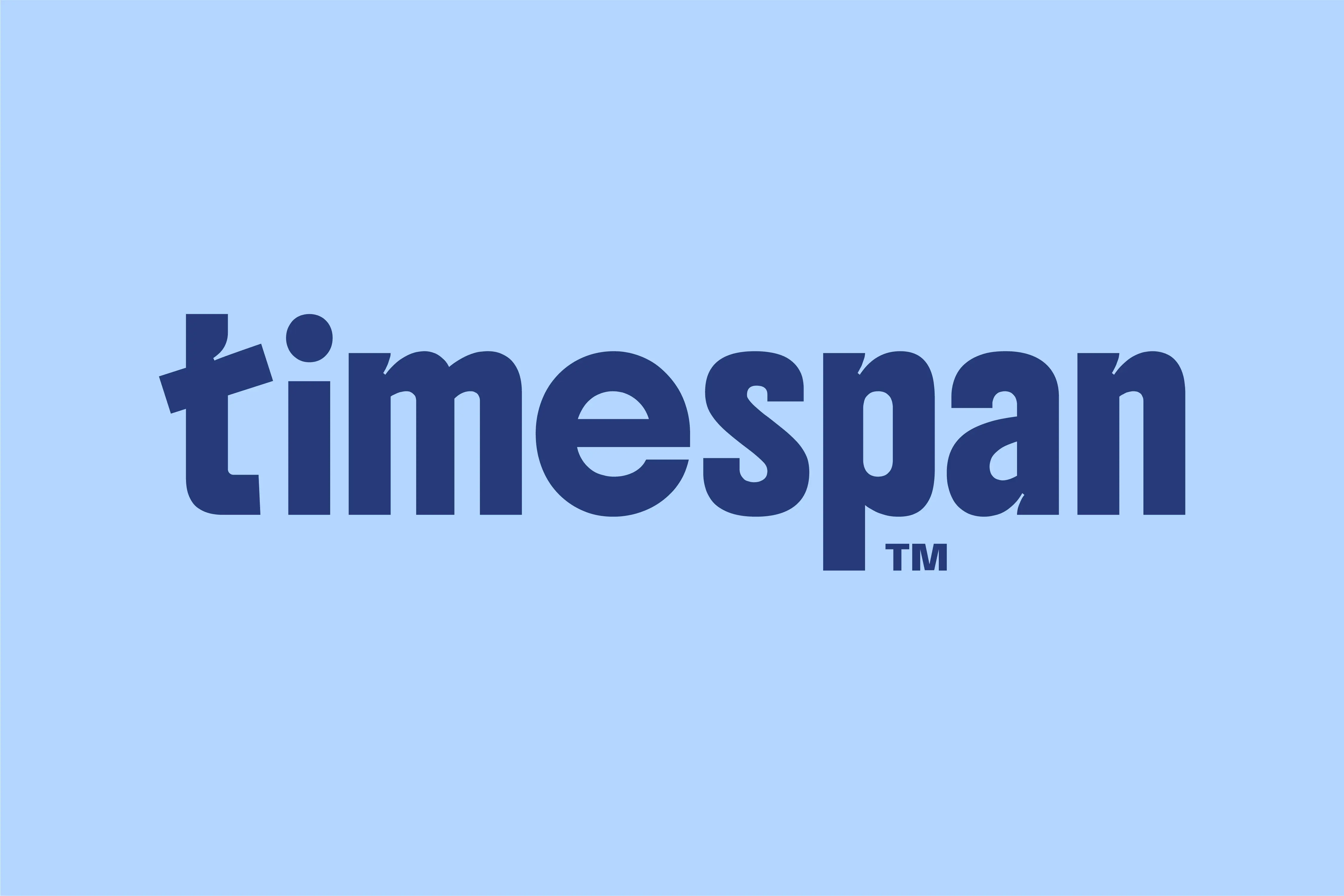 Timespan Wortmarke mit charakteristischem Uhrzeiger-Detail im Buchstaben t